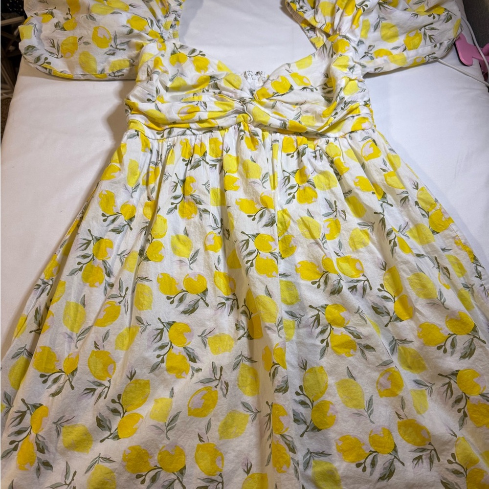 Altar'd State Yellow Lemon Print Mini Dress